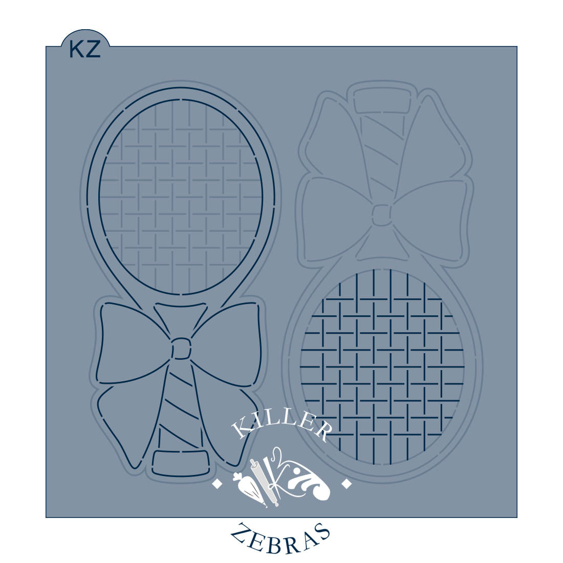 Tennis Racket with Bow – Cookie Cutter & Stencil Set