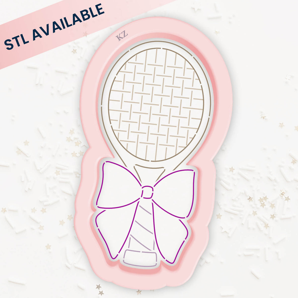 Tennis Racket with Bow – Cookie Cutter &amp; Stencil Set