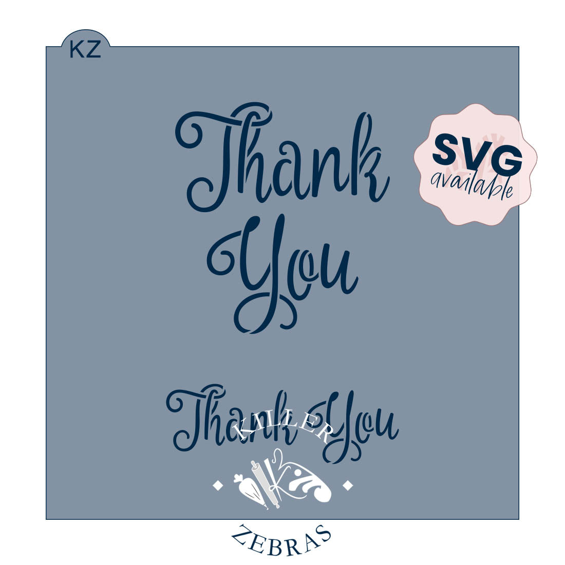 5.5 x 5.5 Stencil Thank You (Style 1) – Cookie Stencil