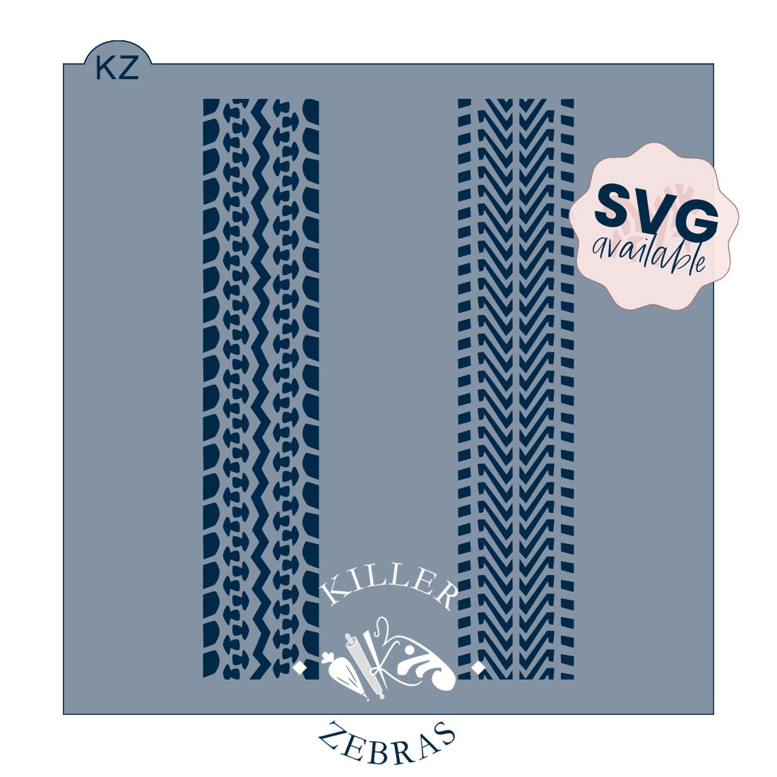 5.5 x 5.5 Stencil Tire Tracks Stencil