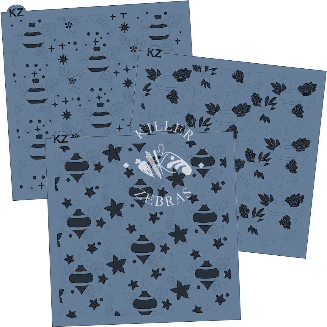 5.5 x 5.5 Stencil Trim the Tree 3 Part Stencil