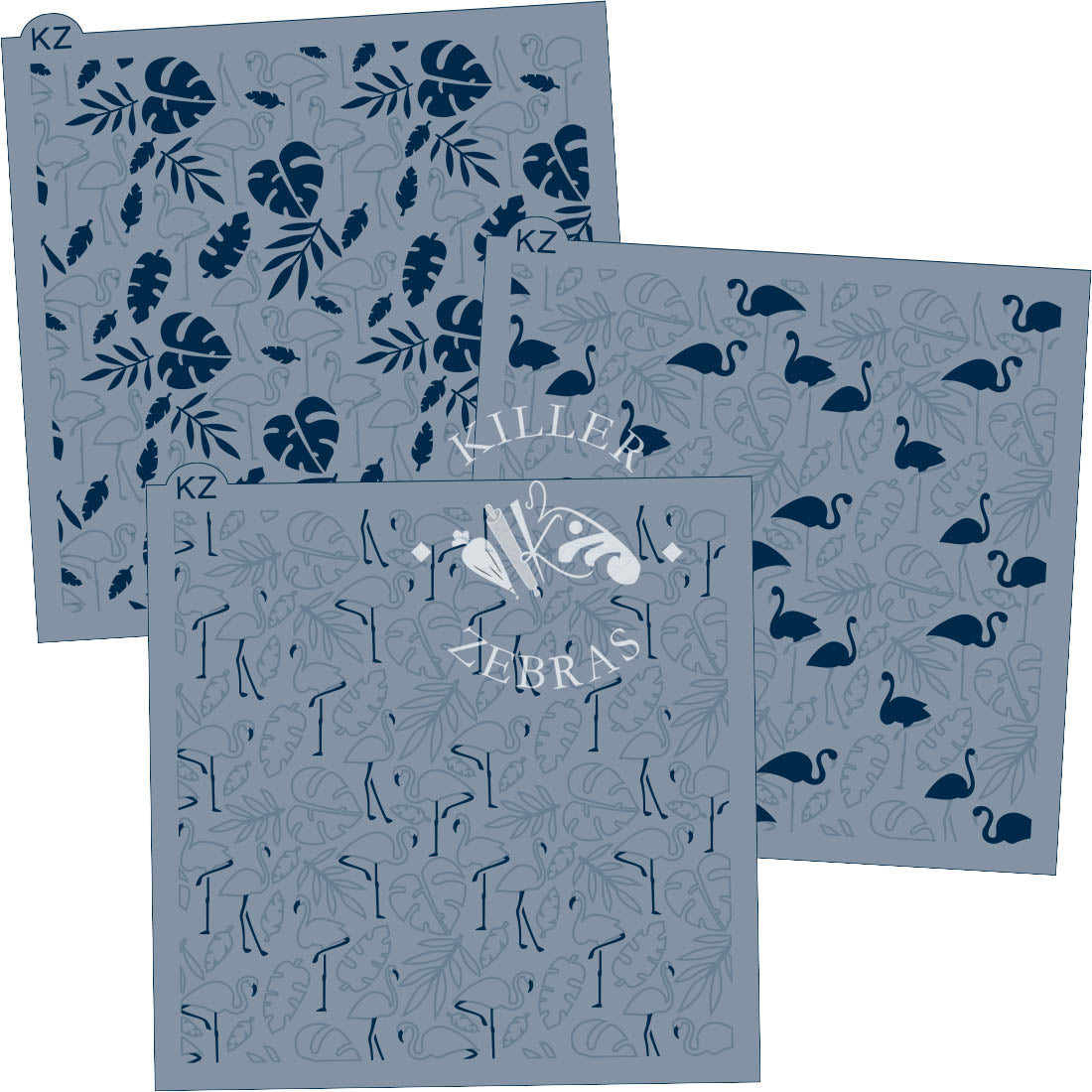 5.5 x 5.5 Stencil Tropical Flamingos – Layered Cookie Stencil