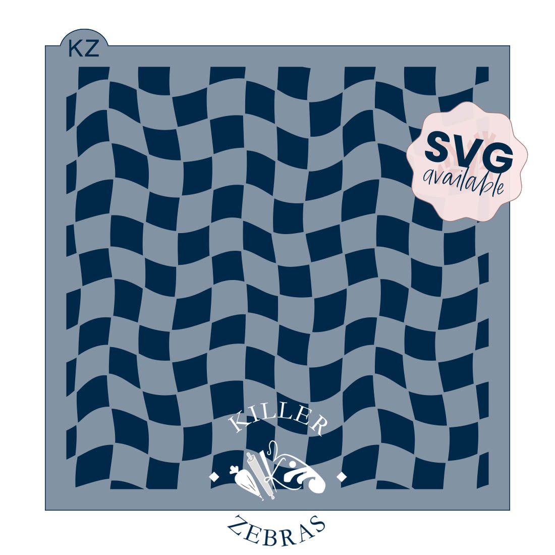 Wavy Checkerboard – Cookie Stencil