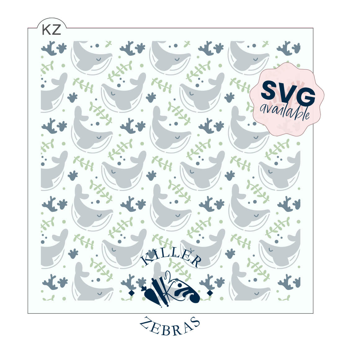 5.5 x 5.5 Stencil Whales 3 Part Stencil