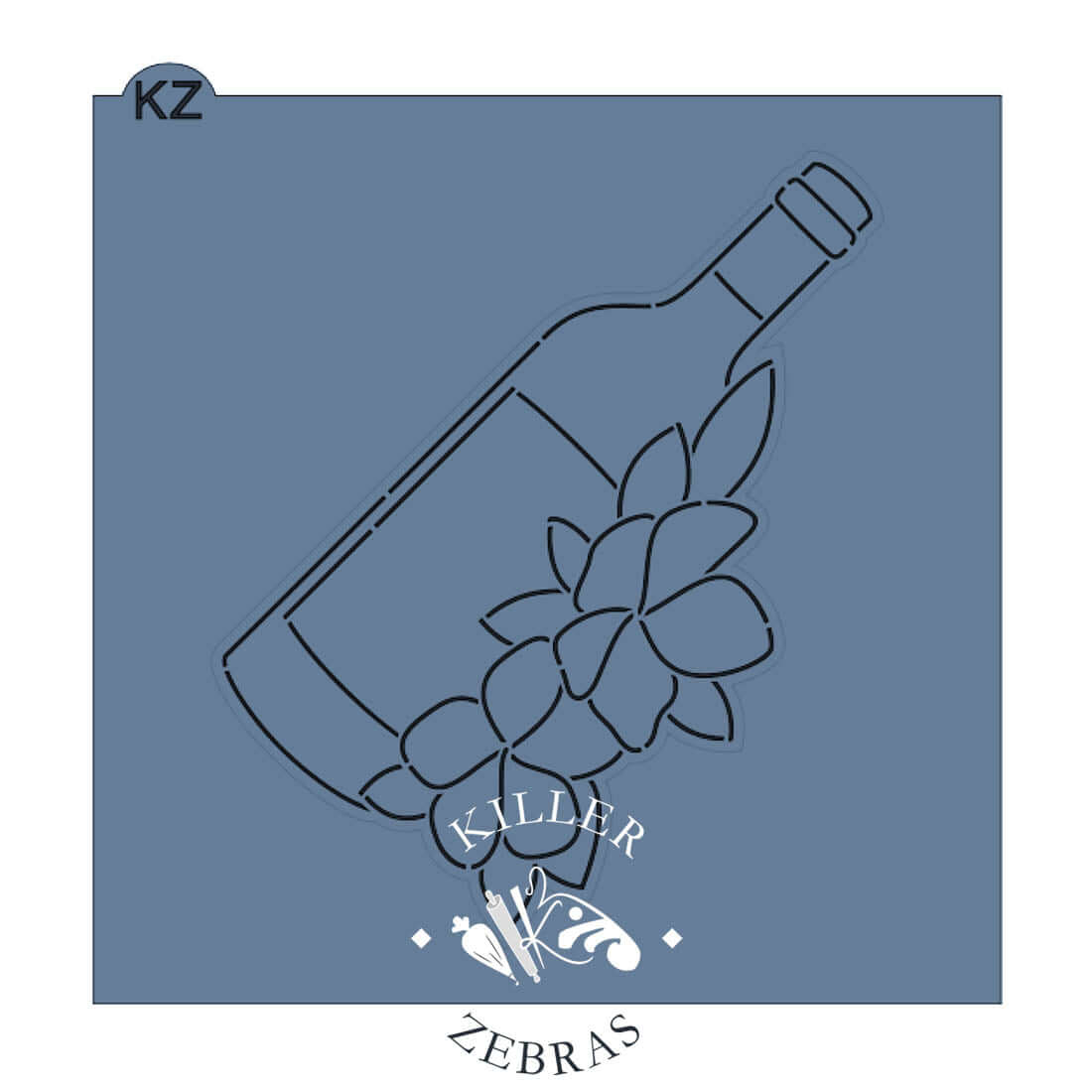 Cookie Cutters Wine Bottle with Flowers Cutter/Stencil