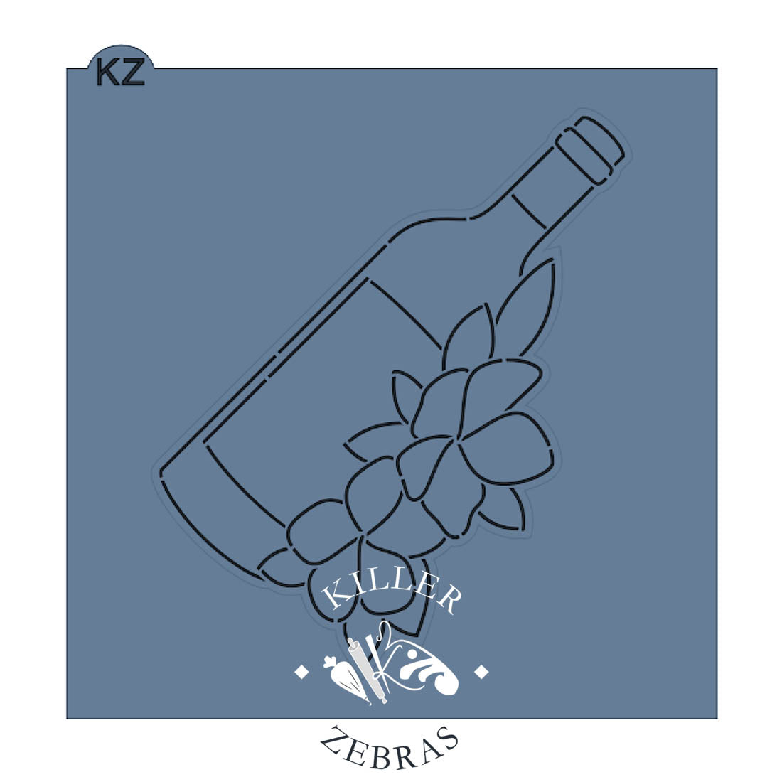 Wine Bottle with Flowers Cutter/Stencil