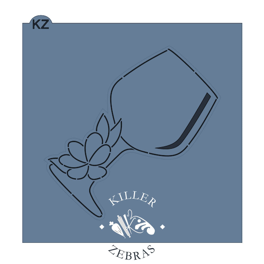 Wine Glass Floral Cutter/Stencil