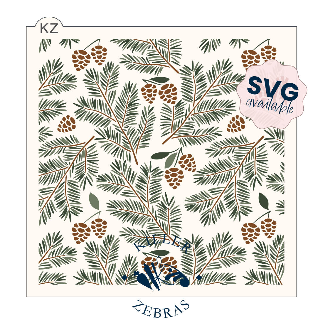 5.5 x 5.5 Stencil Woodland Pine 3 Part Stencil