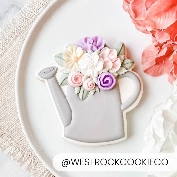 Floral Watering Can Cookie Cutter & Stencil Set | Cookie
