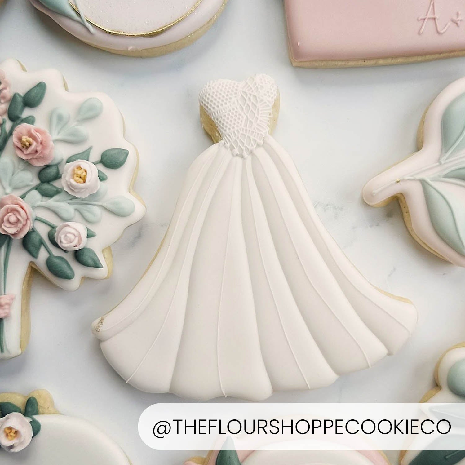 The Audrey Wedding Dress Cookie Cutter & Stencil Set | Cookie Decorating Set