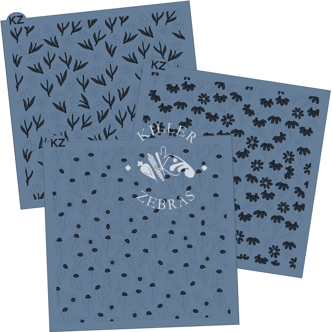 5.5 x 5.5 Stencil Black Eyed Susans 3 Part Stencil