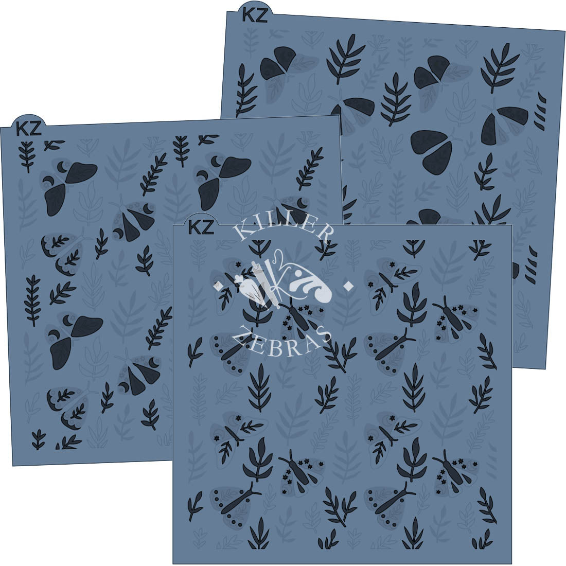 5.5 x 5.5 Stencil Botanical Moths 3 Part Stencil