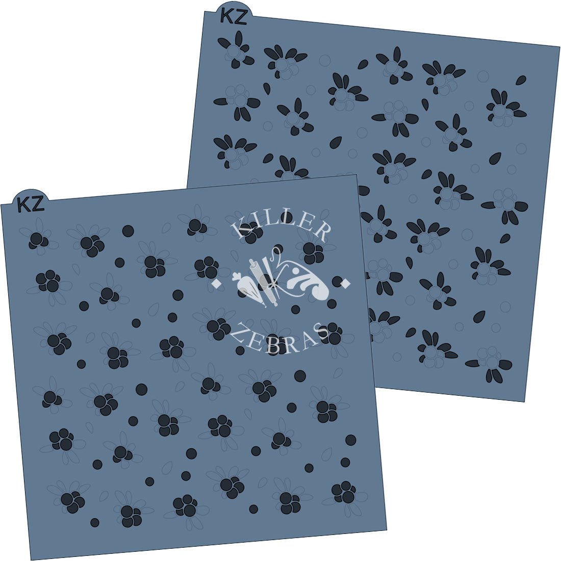 5.5 x 5.5 Stencil Bunches of Berries 2 Part Stencil