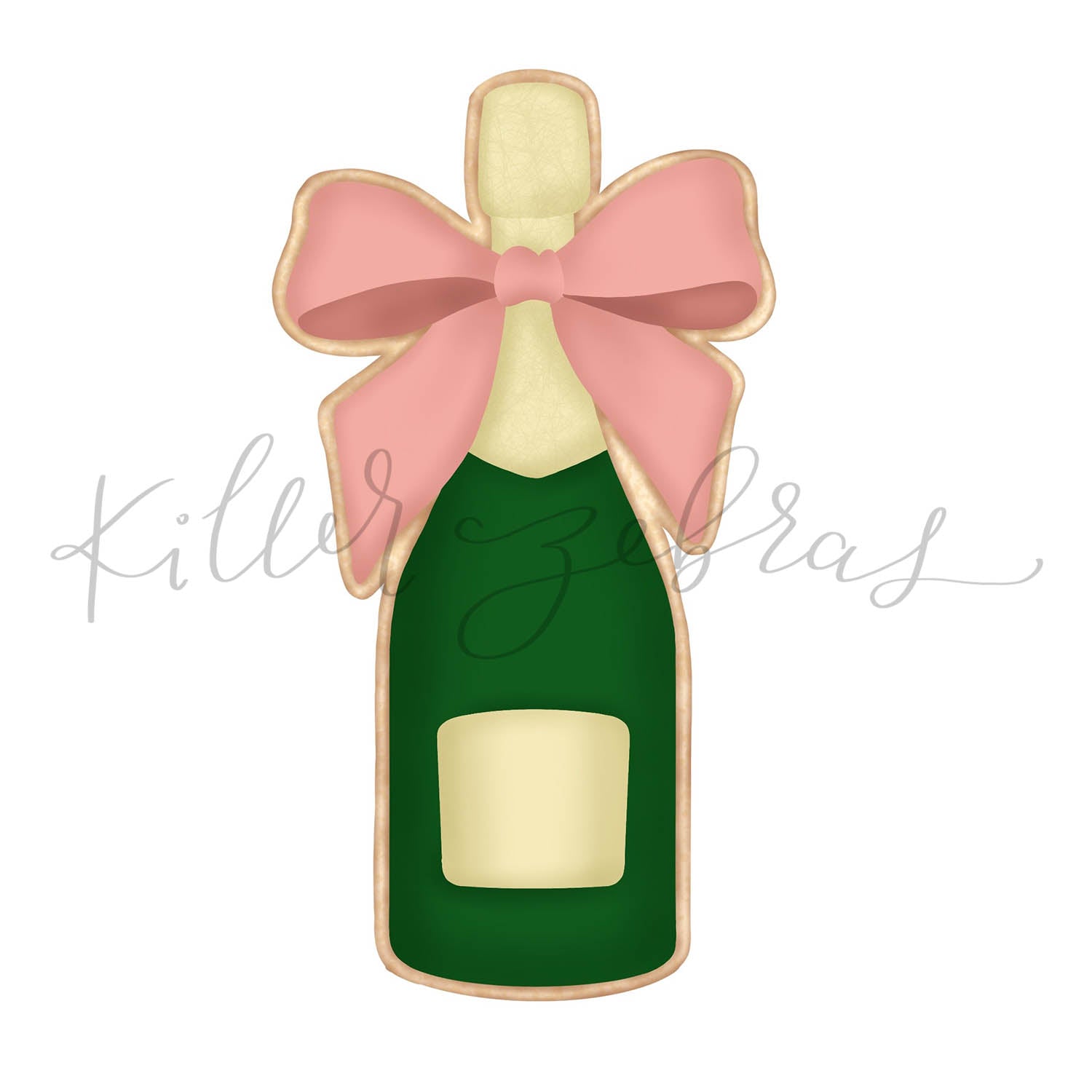 Champagne Bottle with Bow Cutter/Stencil