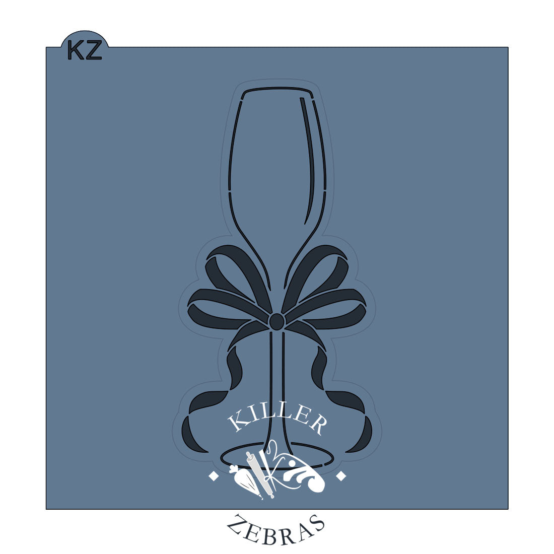 Cookie Cutters Champagne Glass with Bow Cutter/Stencil