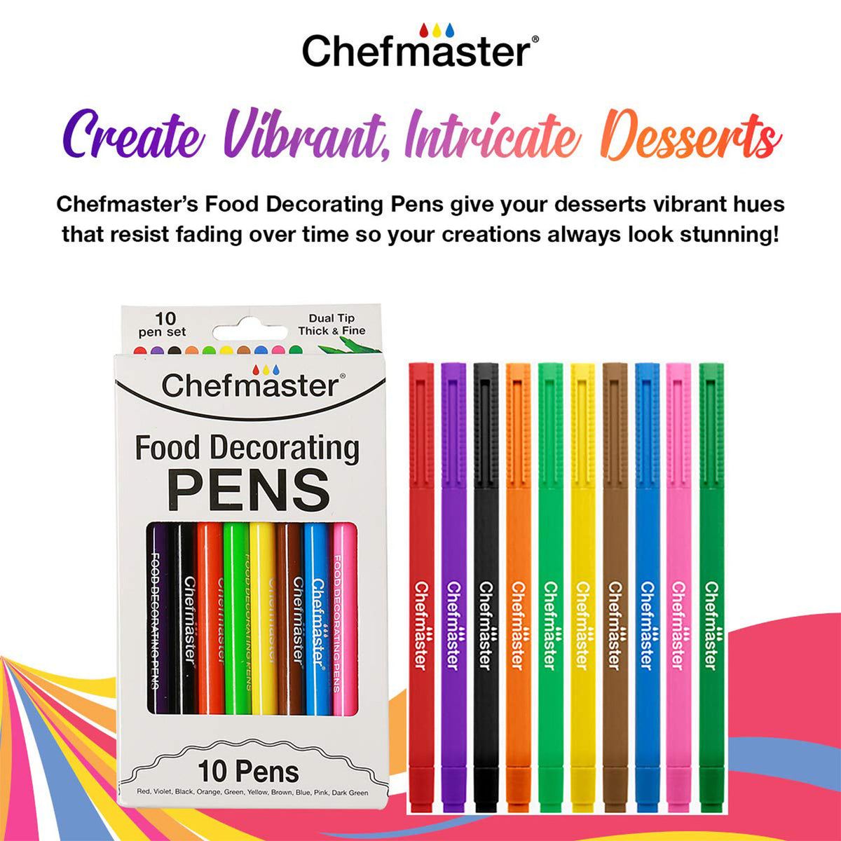 Liqua Gel Chefmaster Food Decorating Pens Set of 10