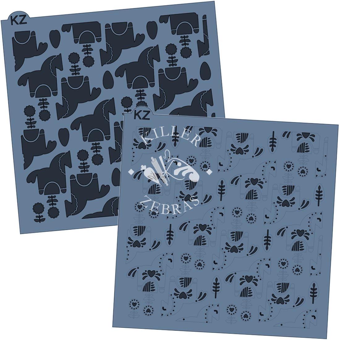 5.5 x 5.5 Stencil Dala Horses 2 Part Stencil