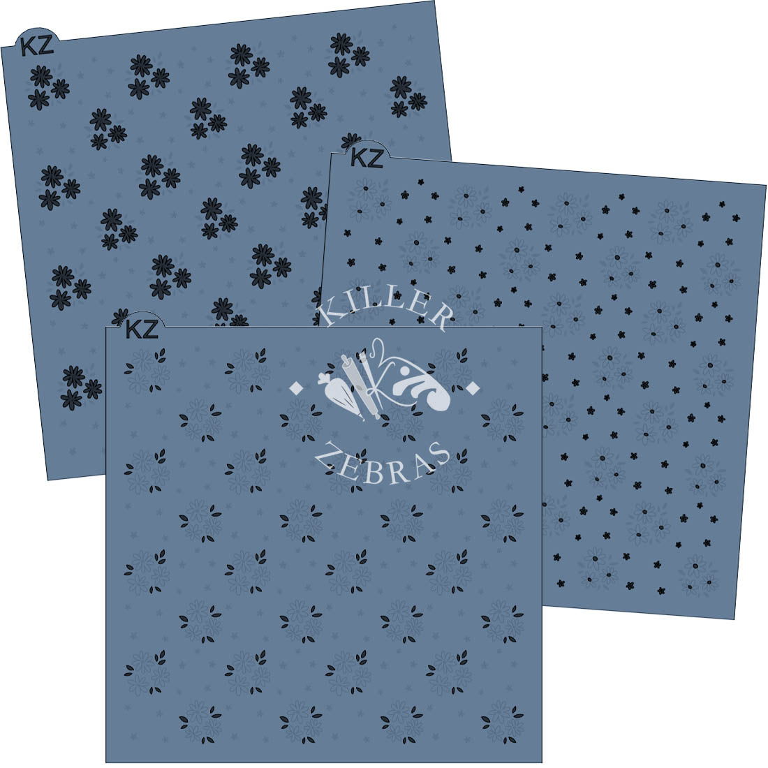 5.5 x 5.5 Stencil Flower Clusters 3 Part Stencil