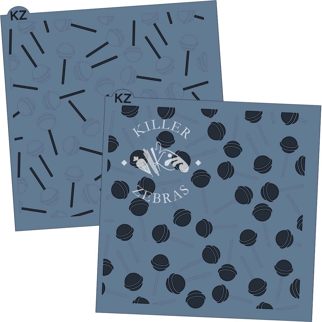 5.5 x 5.5 Stencil Lollipops 2 Part Stencil