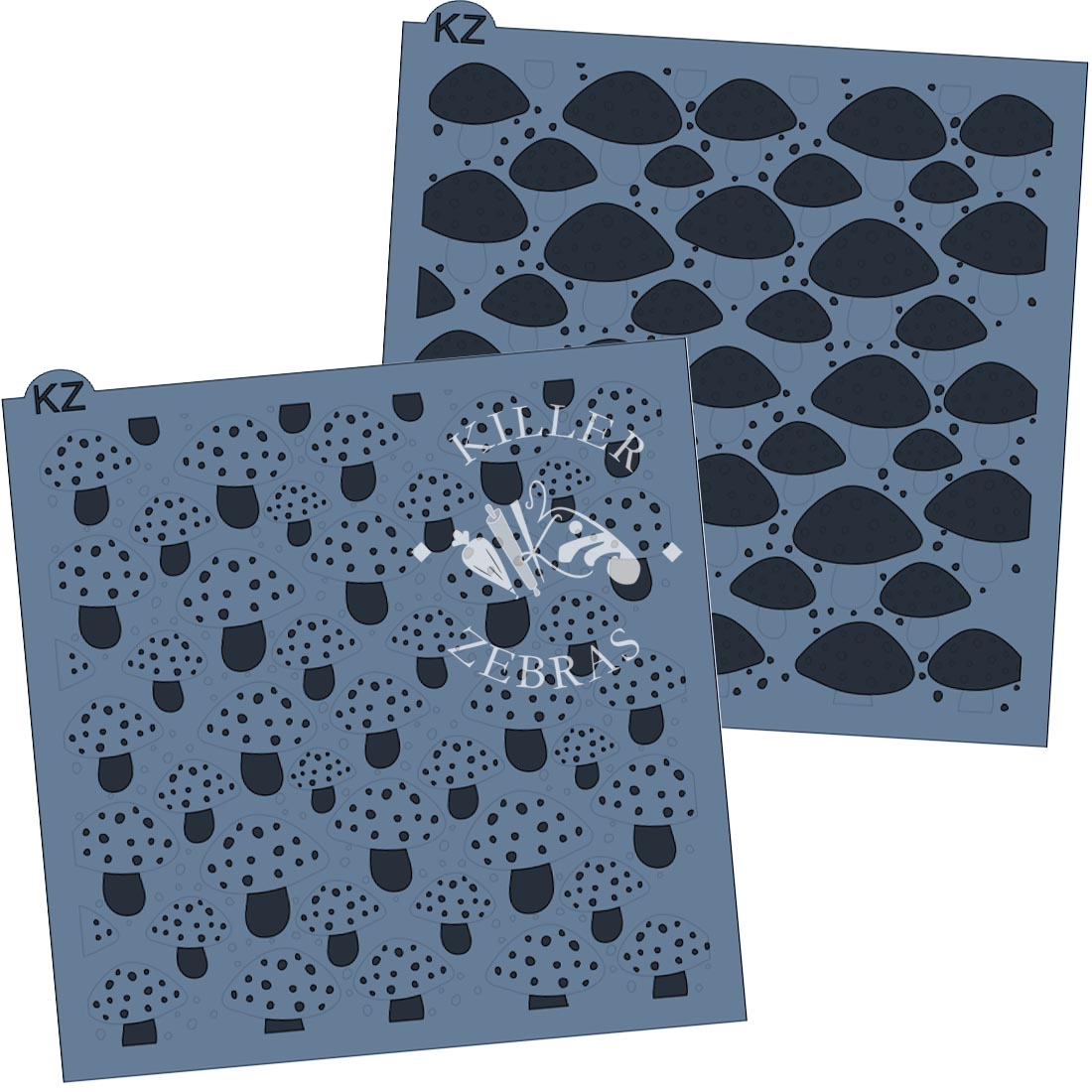 5.5 x 5.5 Stencil Mushrooms 2 Part Stencil