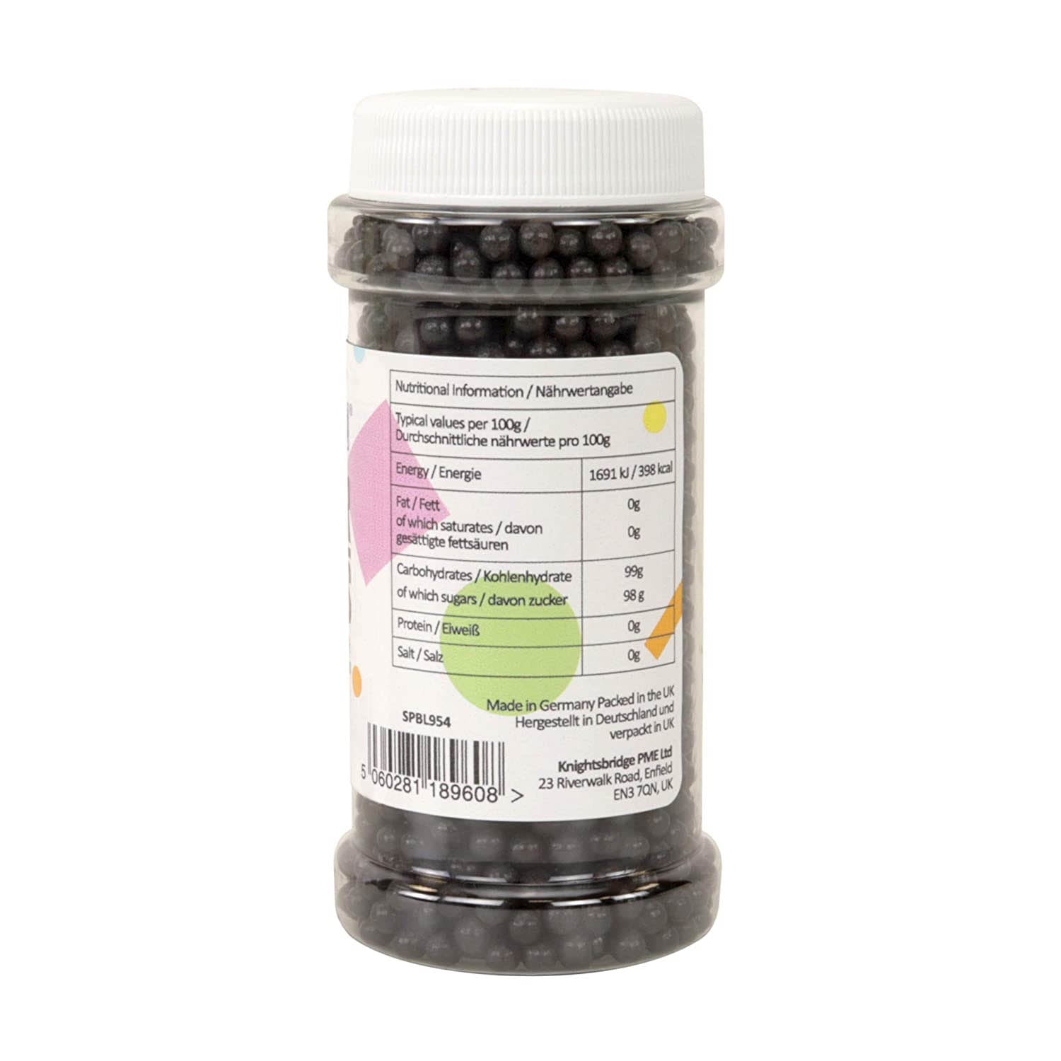 Sprinkles BLACK Small PME 4mm Sugar Pearls