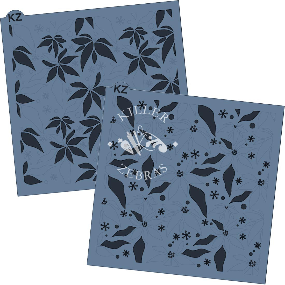 5.5 x 5.5 Stencil Poinsettias 2 Part Stencil