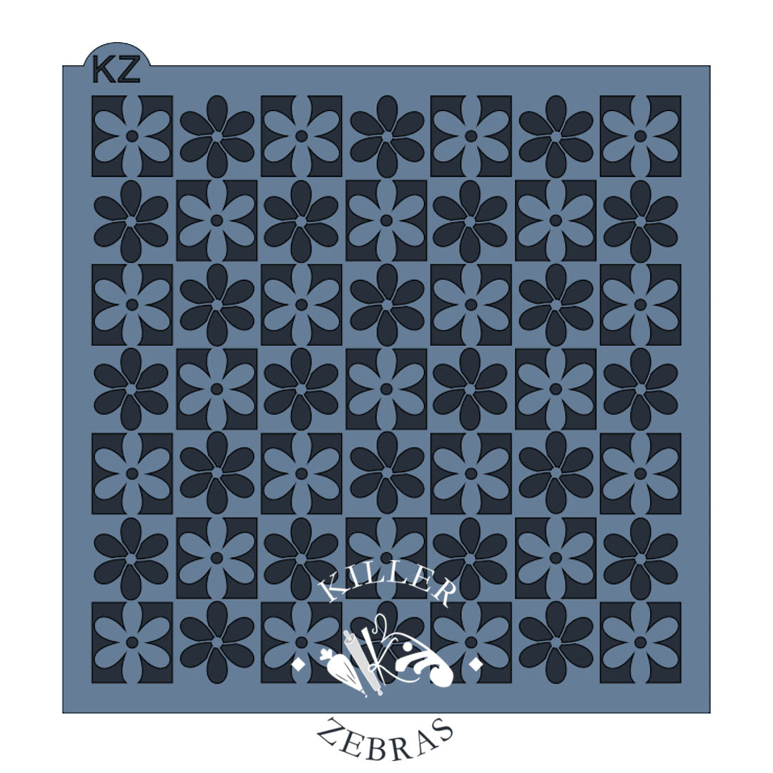 5.5 x 5.5 Stencil Retro Flowers Stencil