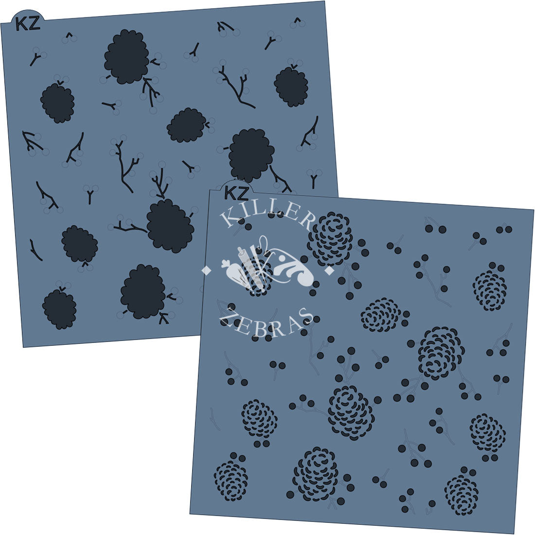 5.5 x 5.5 Stencil Snowy Pinecones 2 Part Stencil