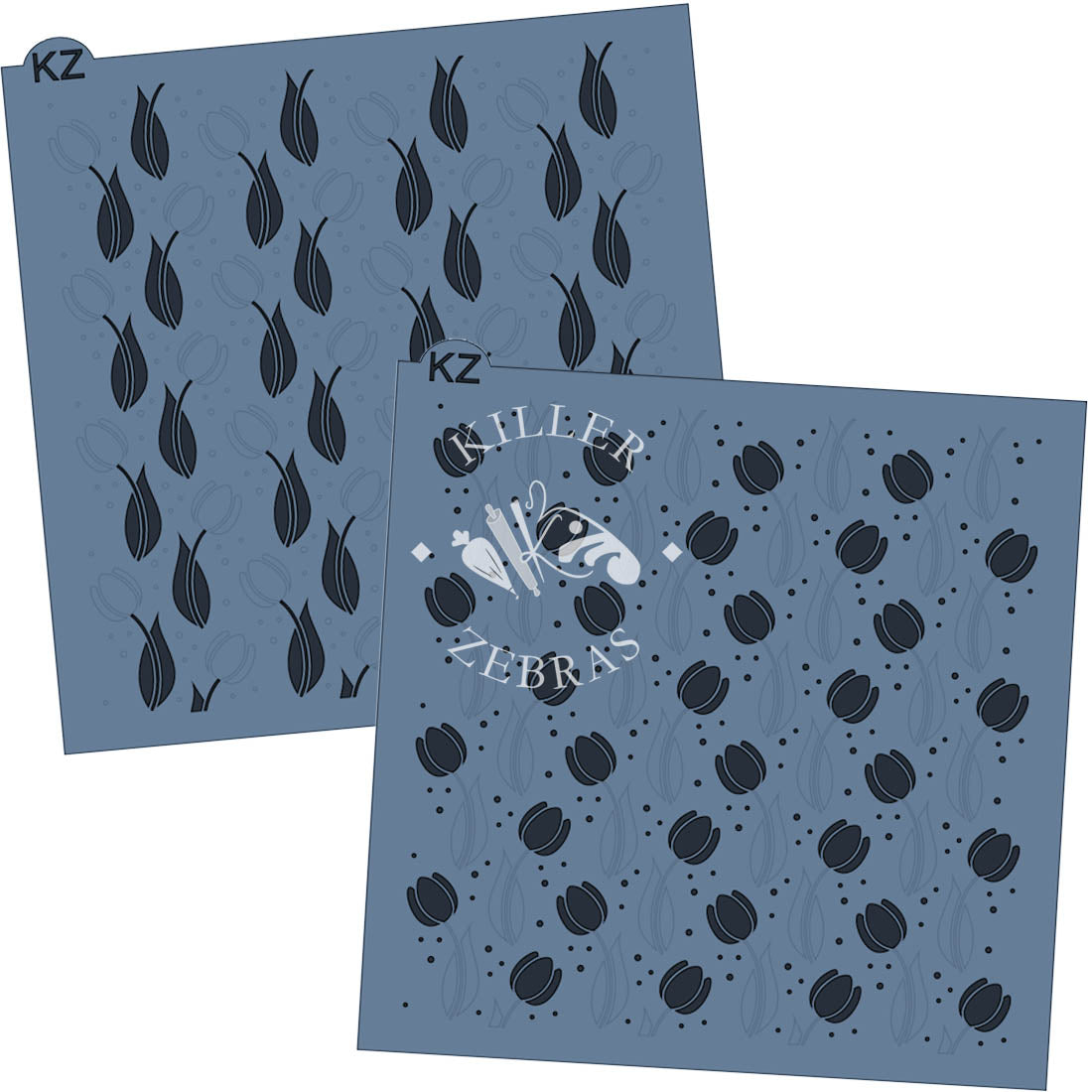 5.5 x 5.5 Stencil Tiptoe Through the Tulips 2 Part Stencil