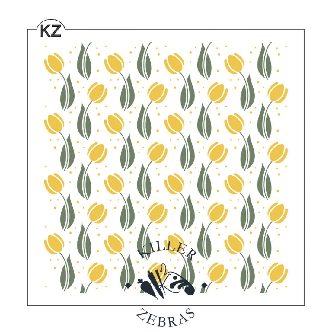 5.5 x 5.5 Stencil Tiptoe Through the Tulips 2 Part Stencil