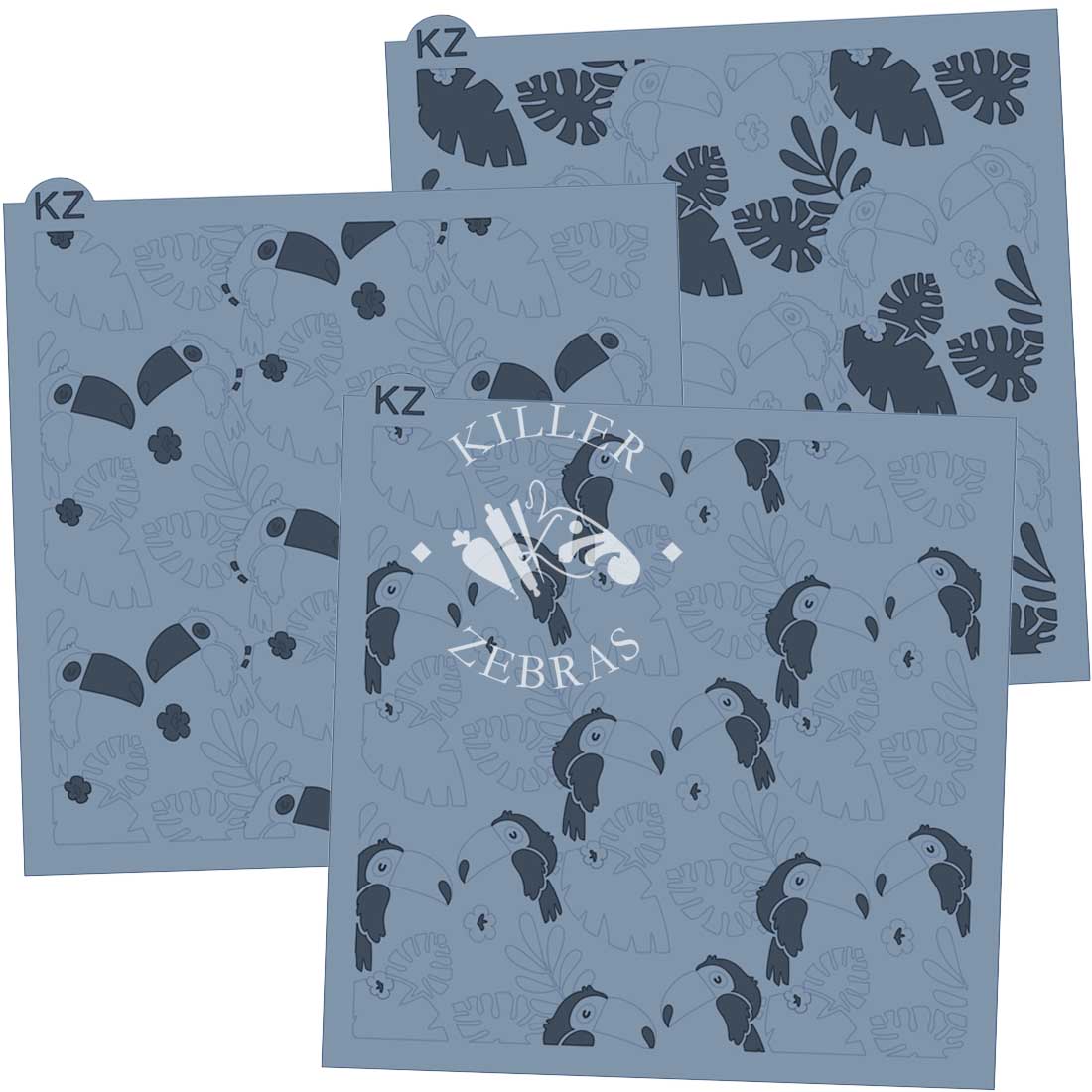 5.5 x 5.5 Stencil Toucans 3 Part Stencil