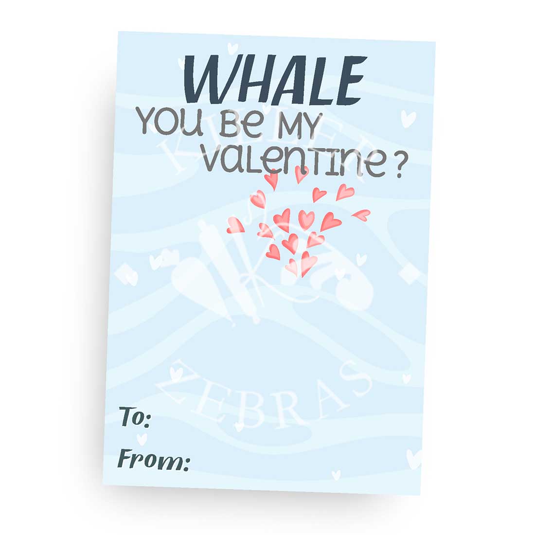 Digital Download Whale You Be My Valentine Printable Card - Digital Download