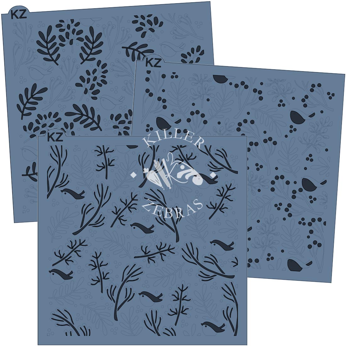 5.5 x 5.5 Stencil Winterberries 3 Part Stencil