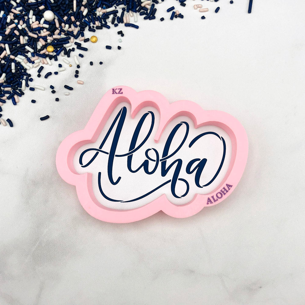 Aloha Hand Lettered Cookie Cutter & Stencil Set | Cookie