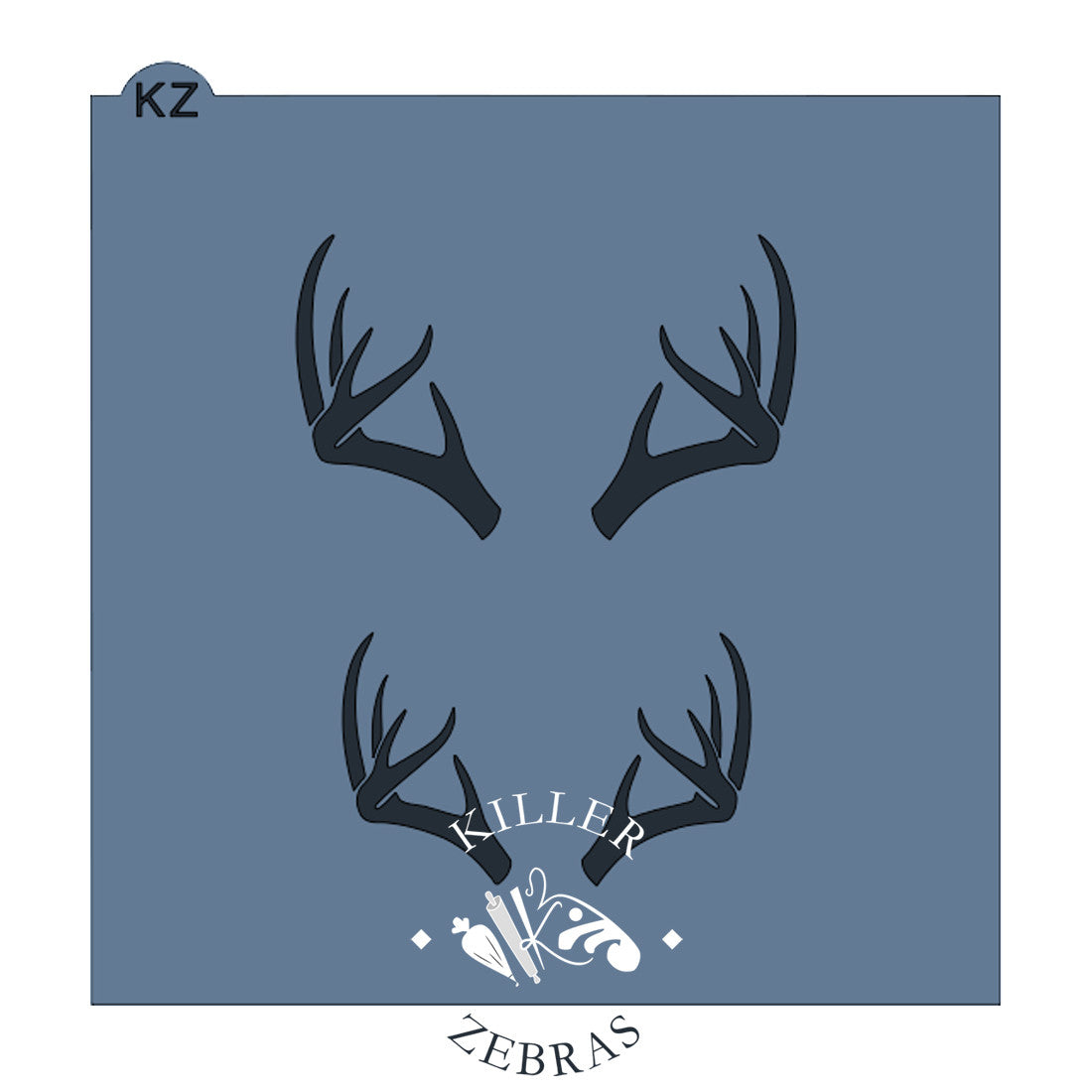 Large, square stencil with two different sized sets of antlers