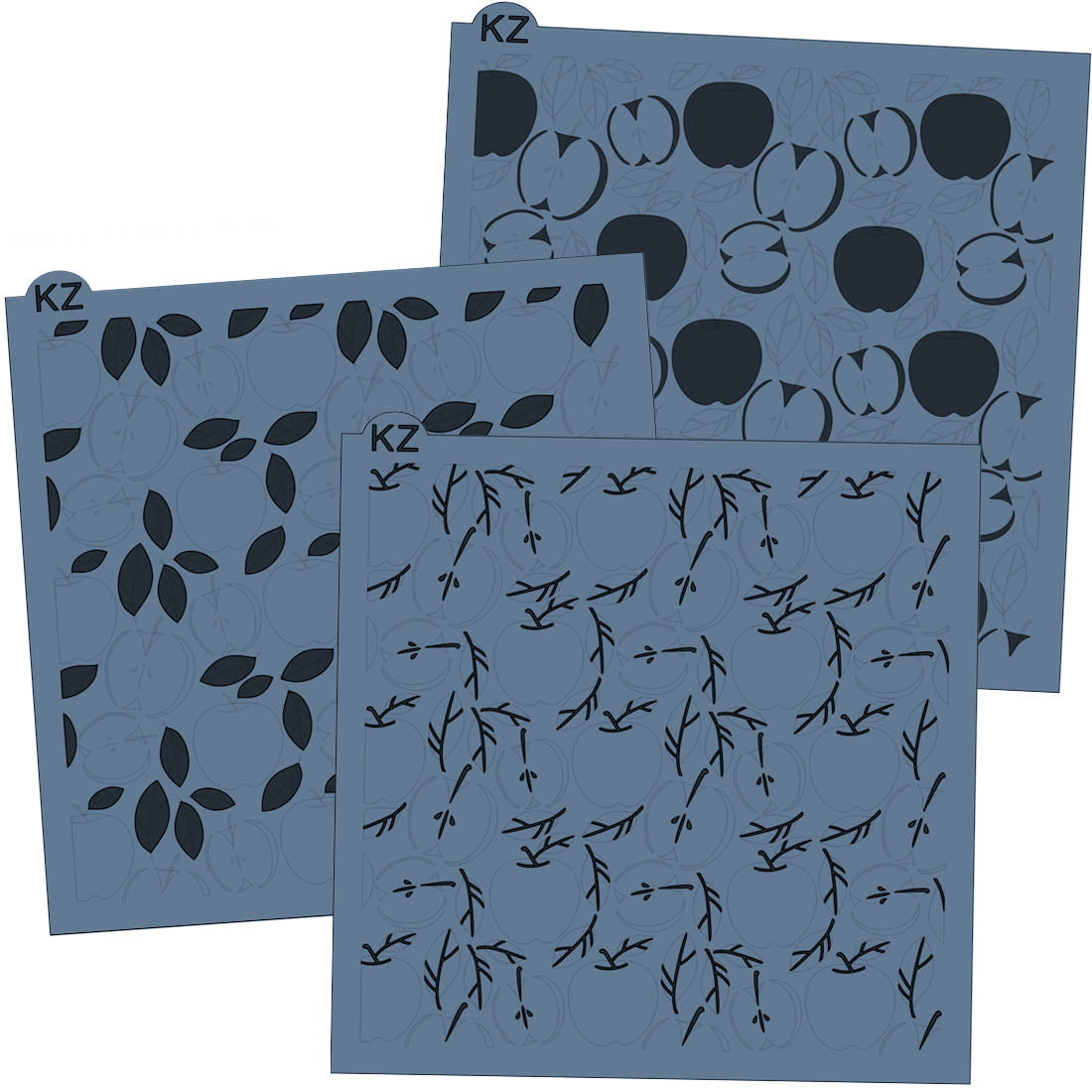 5.5 x 5.5 Stencil Apple Picking 3 Part Stencil