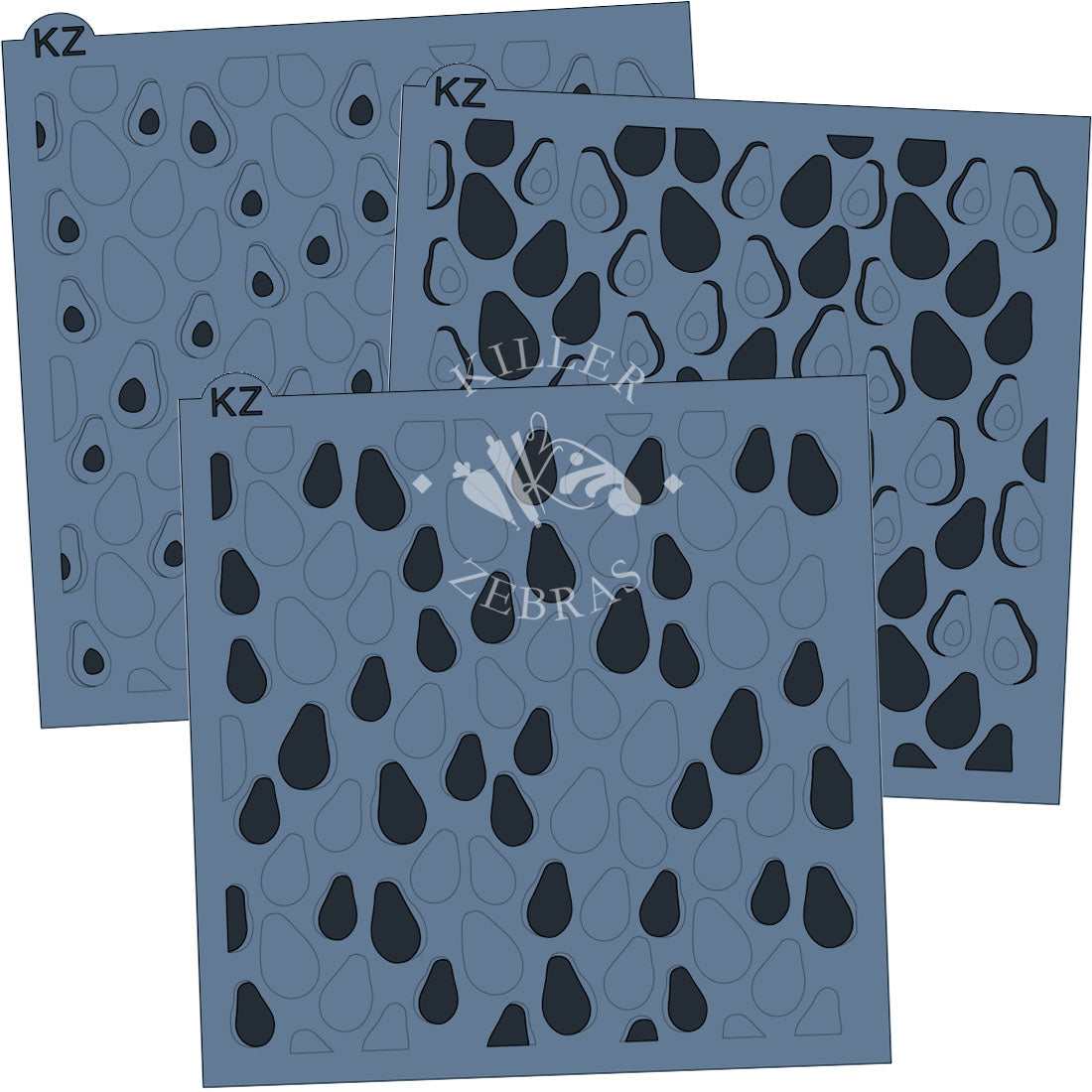 5.5 x 5.5 Stencil Avocados 3 Part Stencil