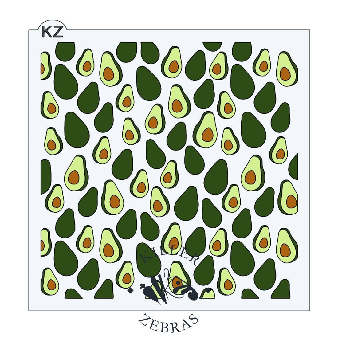 5.5 x 5.5 Stencil Avocados 3 Part Stencil