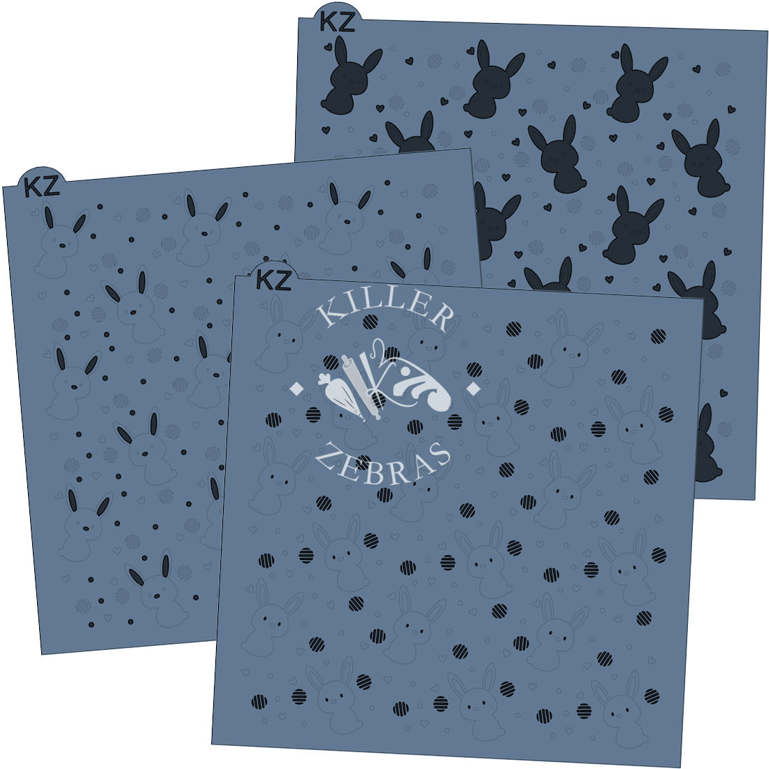 5.5 x 5.5 Stencil Baby Bunnies 3 Part Stencil