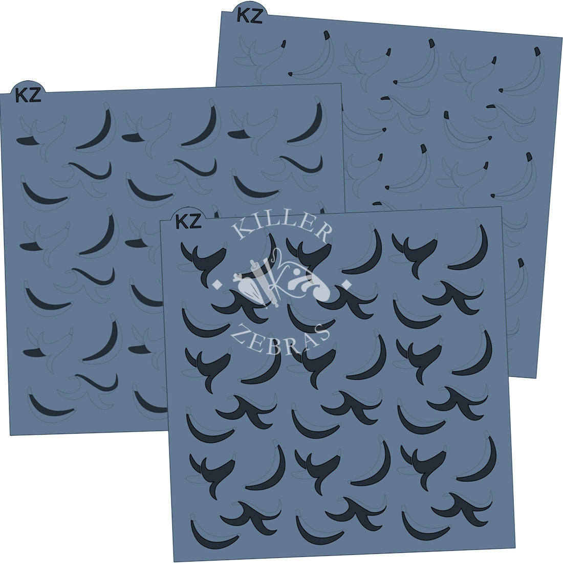 5.5 x 5.5 Stencil Bananas 3 Part Stencil