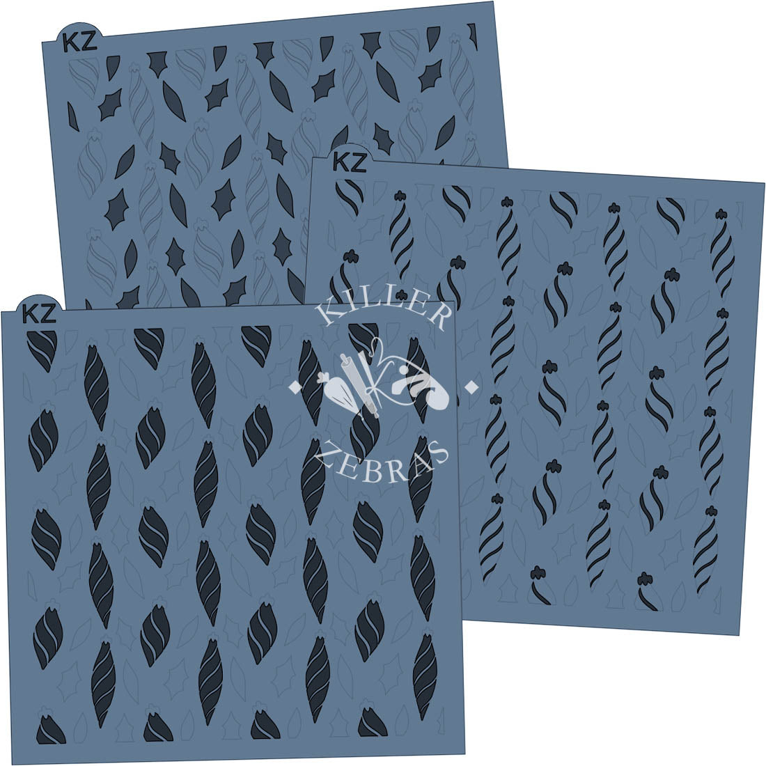 5.5 x 5.5 Stencil Baubles 3 Part Stencil