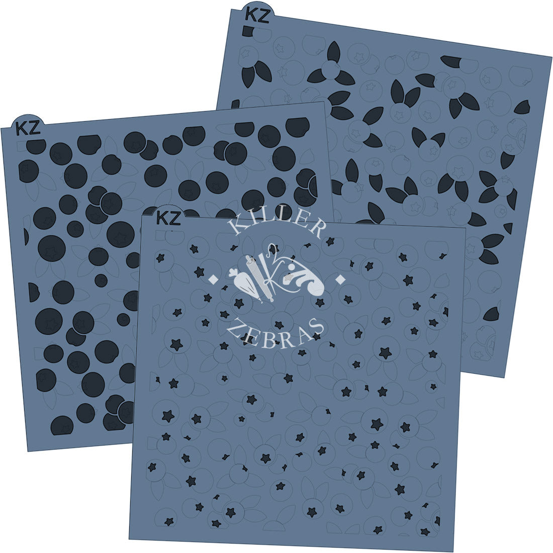 5.5 x 5.5 Stencil Blueberries 3 Part Stencil