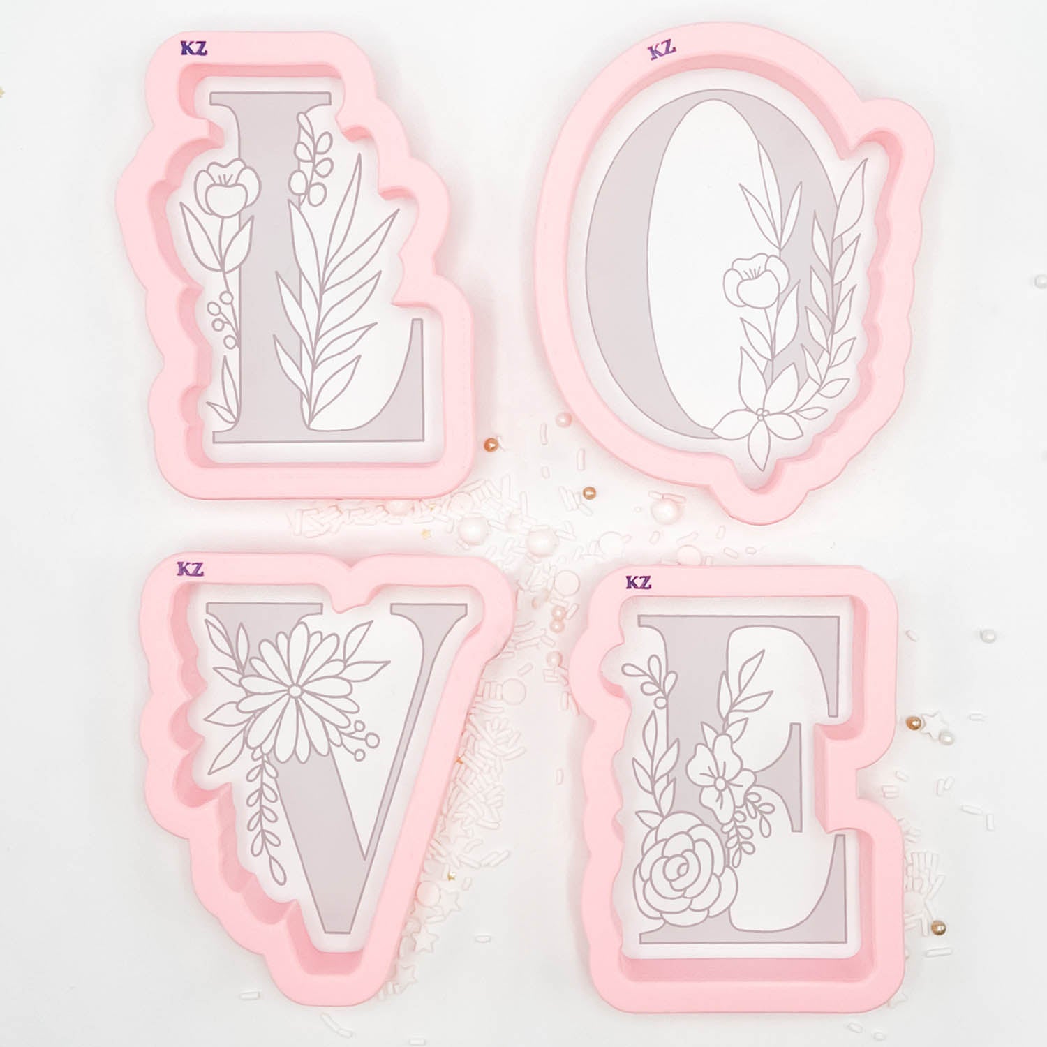 Cookie Cutters Floral LOVE Cutter/Stencil Set