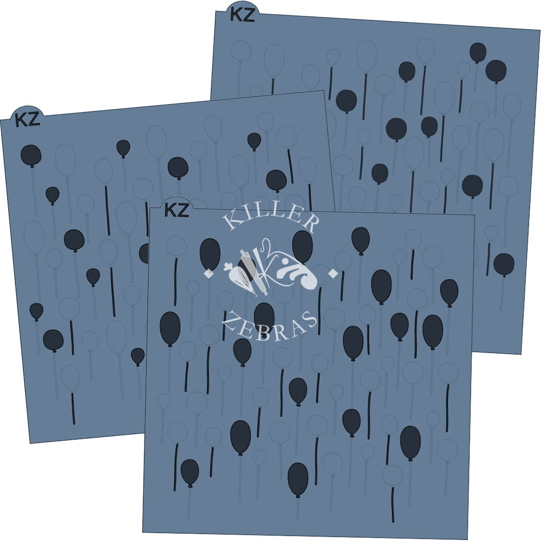 5.5 x 5.5 Stencil Balloons 3 Part Stencil