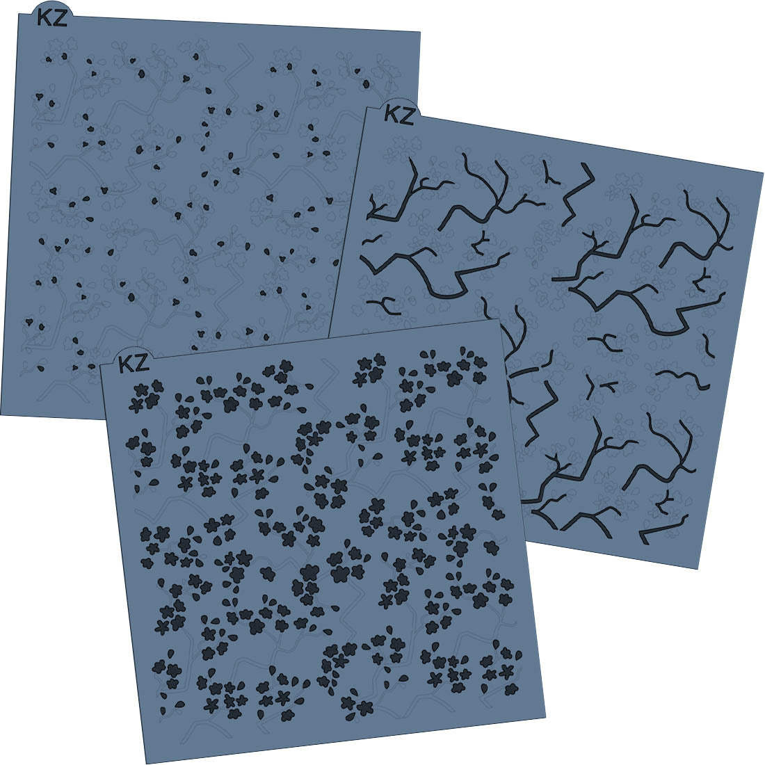 5.5 x 5.5 Stencil Cherry Blossom Grove 3 Part Stencil