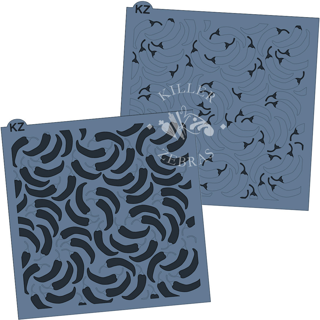 5.5 x 5.5 Stencil Chili Peppers 2 Part Stencil