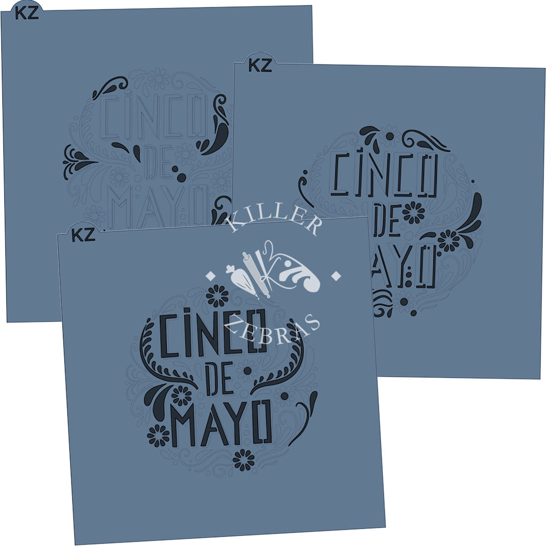 5.5 x 5.5 Stencil Cinco de Mayo 3 Part Stencil