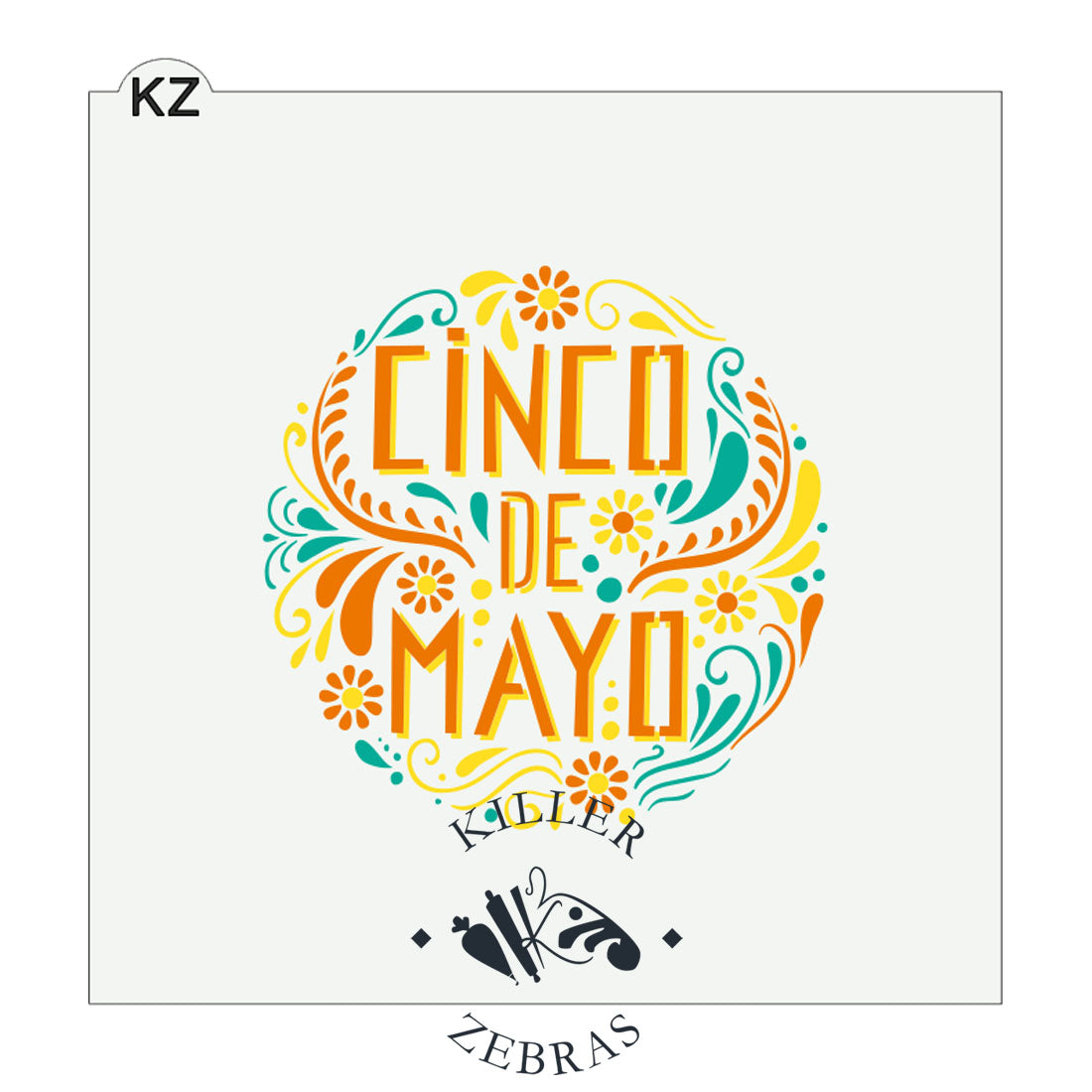 5.5 x 5.5 Stencil Cinco de Mayo 3 Part Stencil