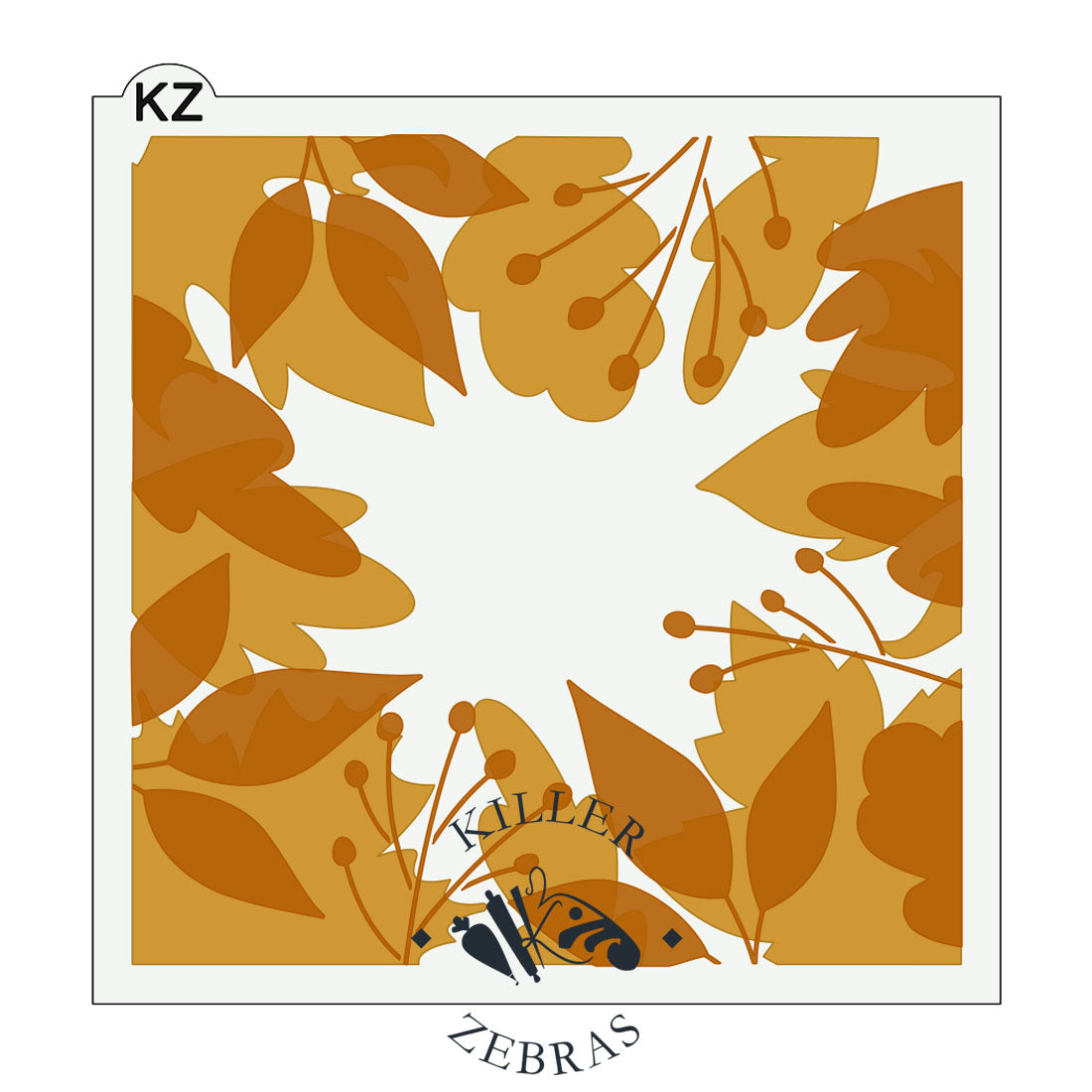 5.5 x 5.5 Stencil Fall Leaf Frame – Layered Cookie Stencil