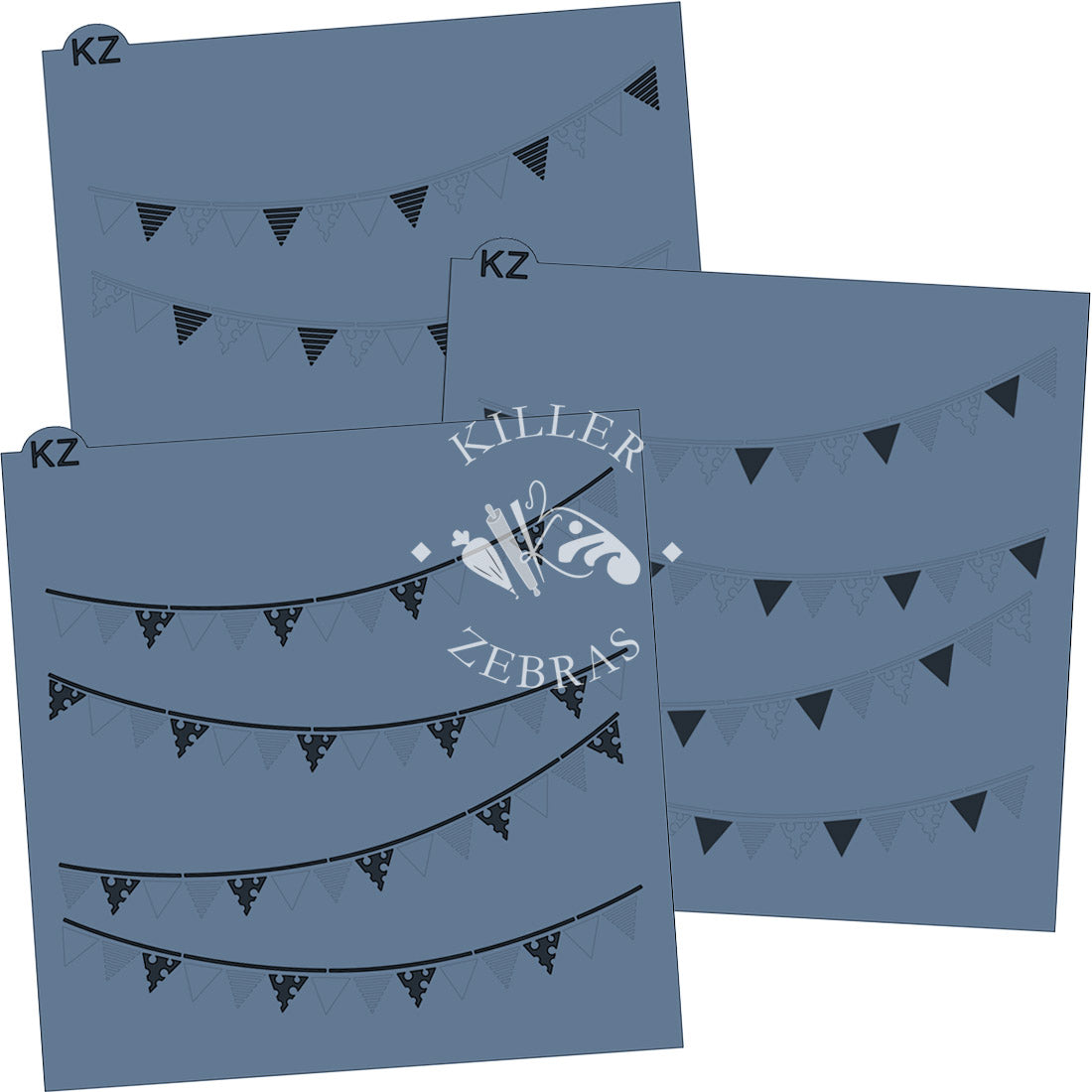 5.5 x 5.5 Stencil Flag Banner 3 Part Stencil